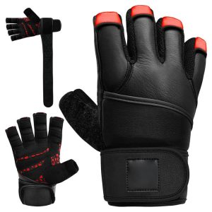Weight Lifting Leather Gym Gloves