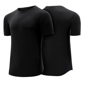 Black Short Sleeves Sweat-Wicking Gym T-Shirt